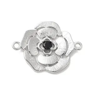 Brass Pave Glass Connector Charms