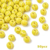 50Pcs Tennis Opaque Acrylic Beads