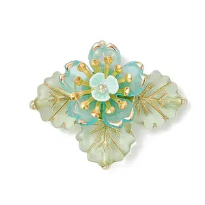 Brass Glass Seed Beaded Flower Pendants