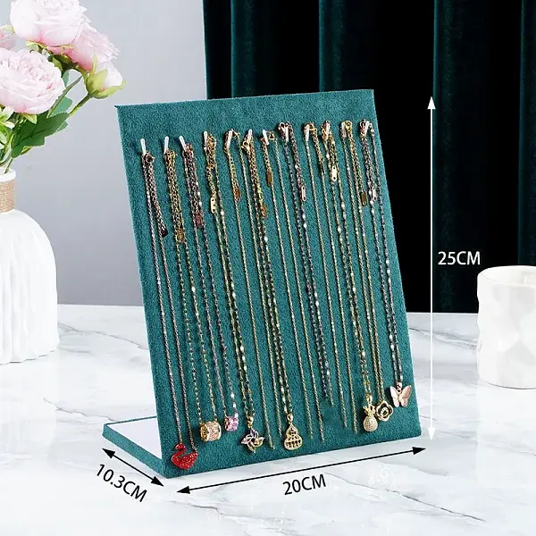Velvet Necklace Organizer Display Stands for 12 Necklaces