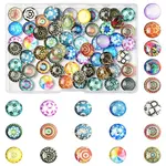 60Pcs Printed Glass Half Round Cabochons
