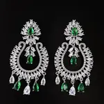 Teardrop Brass Micro Pave Cubic Zirconia Chandelier Earrings