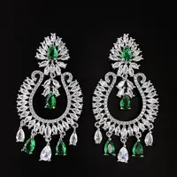 Teardrop Brass Micro Pave Cubic Zirconia Chandelier Earrings