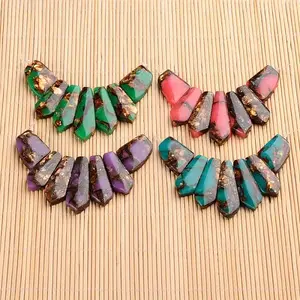 Assembled Dyed Synthetic Imperial Jasper and Bronzite Pendants