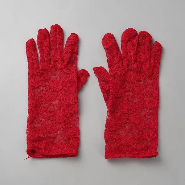 Flower Pattern Polyester Lace Gloves