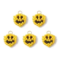 Glass Seed Beaded Smiling Face Charms