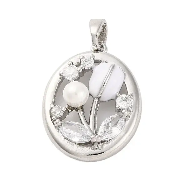 Brass Micro Pave Cubic Zirconia Pendants