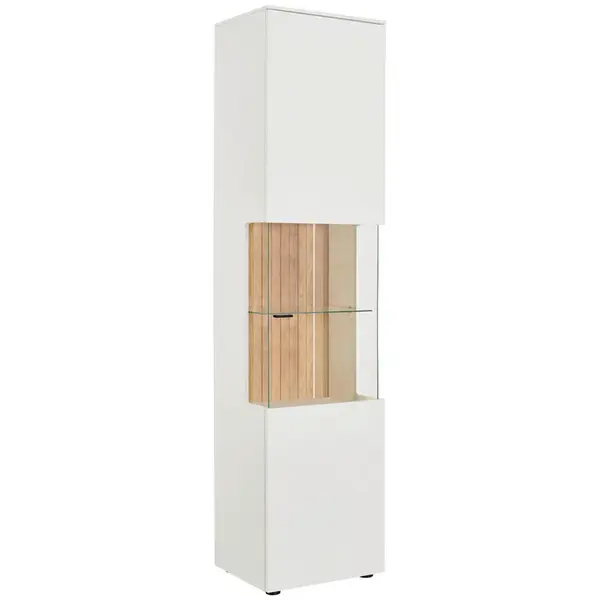 Novel VITRÍNA, divoký dub, bílá, barvy dubu, 50/202,8/42 cm