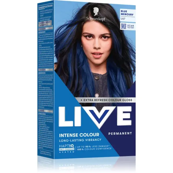 Schwarzkopf LIVE Intense Colour permanentní barva na vlasy odstín U67 Blue Mercury 1 ks