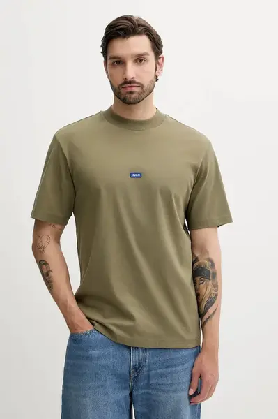 Bavlněné tričko Hugo Blue Nieros pánské, černá barva, 50509991