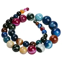 39Pcs Natural Banded Agate Graduated Beads Strands