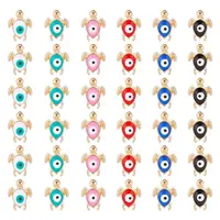 60Pcs 6 Colors Golden Tone Alloy Enamel Beads