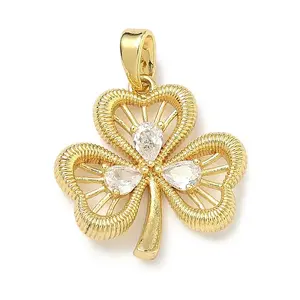 Brass Micro Pave Clear Cubic Zirconia Pendants