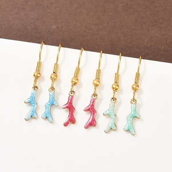 Ocean Series 304 Stainless Steel Enamel Dangle Earrings
