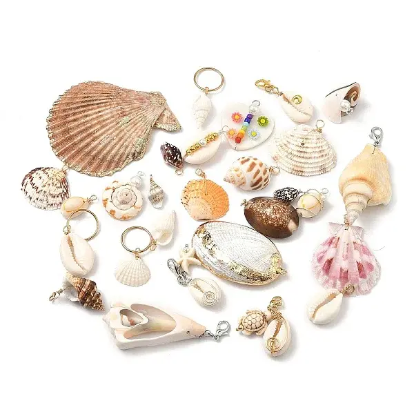 50Pcs Natural Mixed Shell Charms and Pendant Decoration Kits