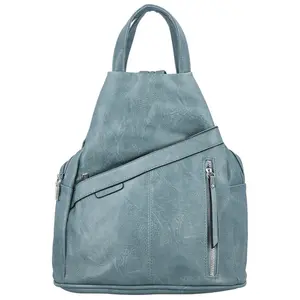 Trendy dámský koženkový batoh Beata, džínově modrý