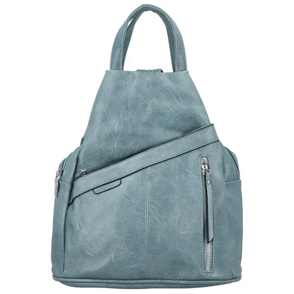 Trendy dámský koženkový batoh Beata, džínově modrý