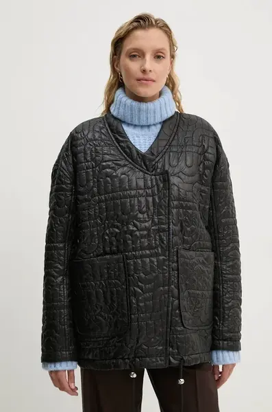 Oboustranná bunda MUNTHE TIMOTHIE dámská, černá barva, přechodná, oversize, 243153524343