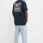 Bavlněné tričko Vans tmavomodrá barva, s potiskem