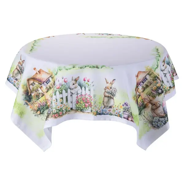 Středový ubrus s potiskem ZAJÍČCI V ZAHRADĚ 85 x 85 cm