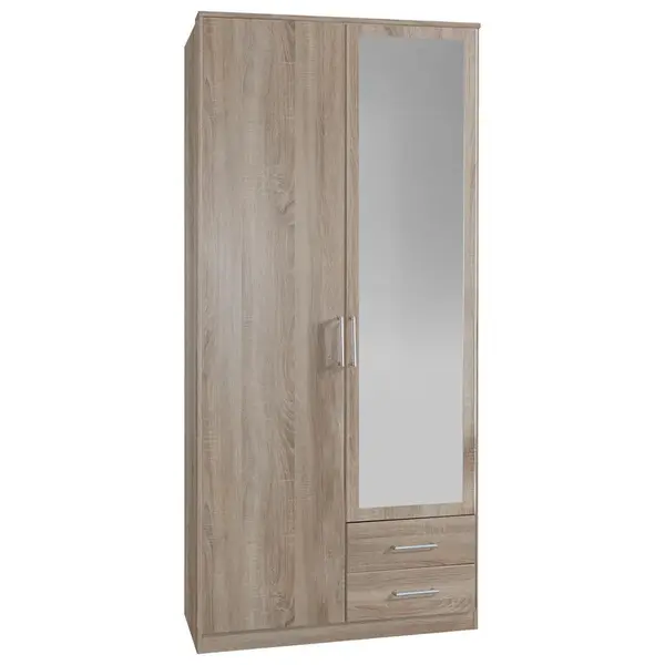MID.YOU ŠATNÍ SKŘÍŇ SE ZRCADLEM, barvy dubu, 90/199,5/58 cm