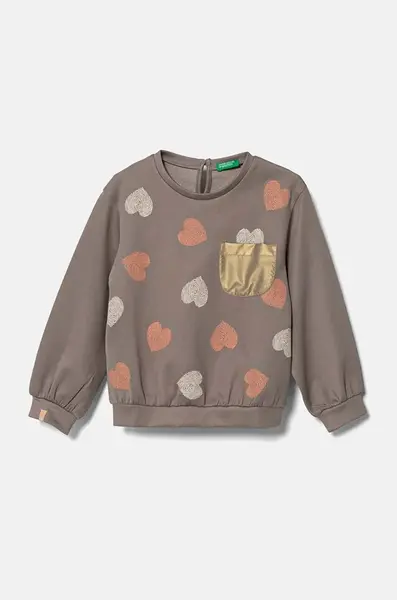 Dětská mikina United Colors of Benetton béžová barva, s potiskem, 34JZG10FQ