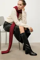 Kožené kozačky Answear.LAB dámské, černá barva, na podpatku