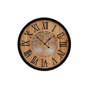 NÁSTĚNNÉ HODINY hnědá, černá 60 cm