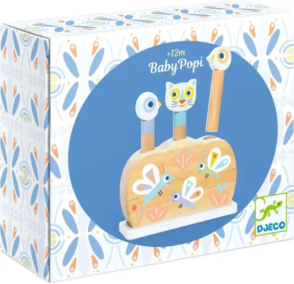 Dřevěná hračka vyskakovací duhová zvířátka