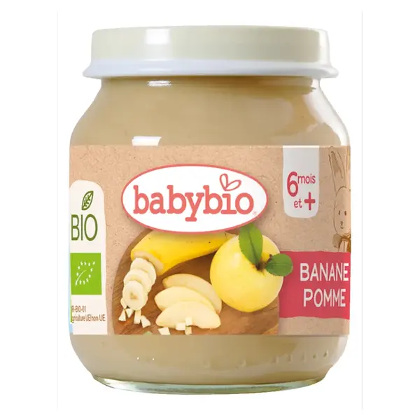 BABYBIO Bio banán a jablko 6m+ 130 g