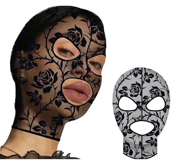Karnevalová maska Čipkované kvety čierna