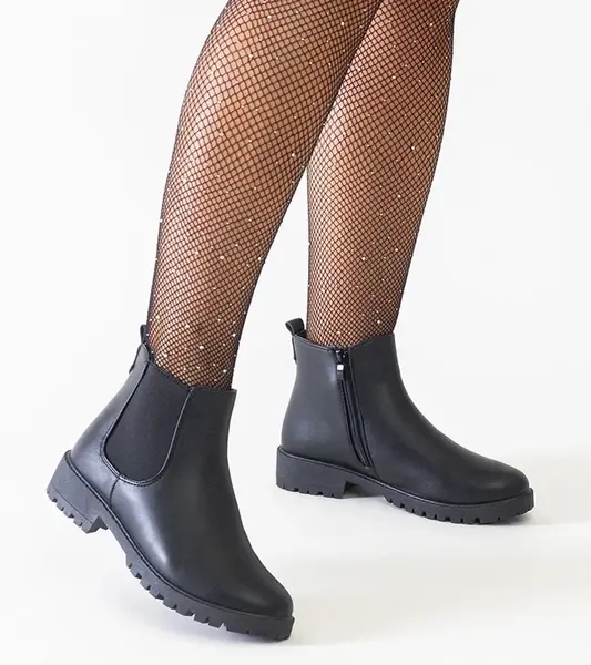 Gemre Black classic casual eco-leather ankle boots Salara