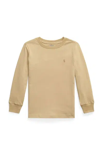 Bavlněné tričko s dlouhým rukávem Polo Ralph Lauren béžová barva, 322854677097