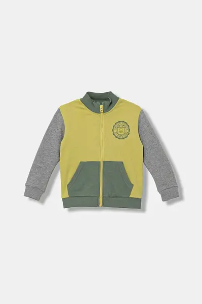Dětská bavlněná mikina United Colors of Benetton zelená barva, s potiskem, 3J70G503X