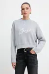 Bavlněný svetr BOSS Orange dámský, šedá barva, 50543979