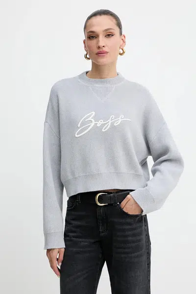 Bavlněný svetr BOSS Orange dámský, šedá barva, 50543979
