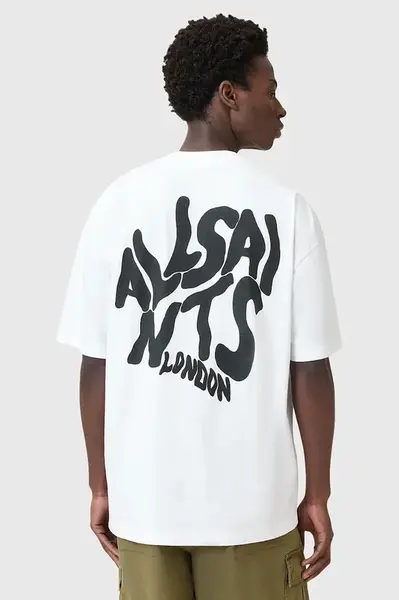 Bavlněné tričko AllSaints ORLANDO pánské, zelená barva, s potiskem, M066PC