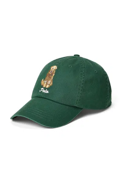 Bavlněná baseballová čepice Polo Ralph Lauren zelená barva, 710982059