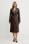 Kožený kabát Marciano Guess LANA hnědá barva, 5YGL08 7345A