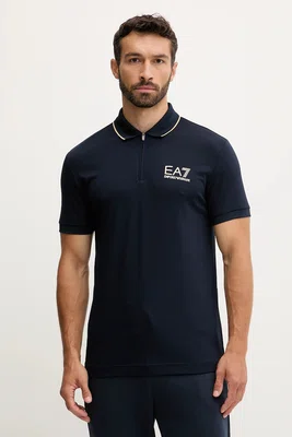 Polo tričko EA7 Emporio Armani pánské, tmavomodrá barva, s potiskem, AF13739.7M000669
