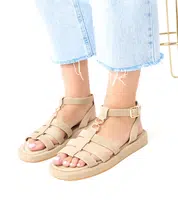 marka niezdefiniowana Dark beige gladiator sandals fastened at the ankle Nargiz