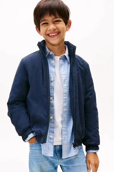 Dětská bunda Tommy Hilfiger tmavomodrá barva, KB0KB09852