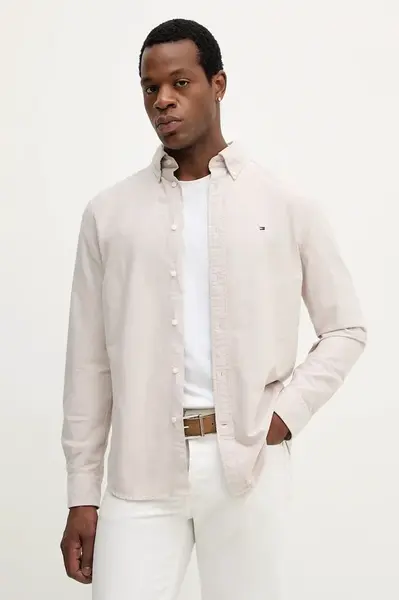 Bavlněná košile Tommy Hilfiger pánská, modrá barva, regular, s límečkem button-down, MW0MW35774