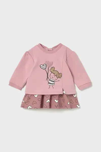 Kojenecké šaty Mayoral Newborn růžová barva, mini, áčková, 2833