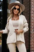 630-1 Warm cardigan with pockets and cuffs on the sleeves - beige