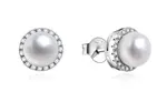 MOISS Elegantní stříbrné náušnice s perlami a zirkony EP000111