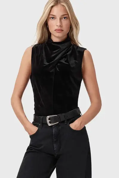 Halenka AllSaints dámská, černá barva, hladká, W012PZ