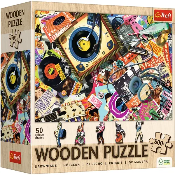 Trefl Drevené puzzle 501 - Vo svete hudby