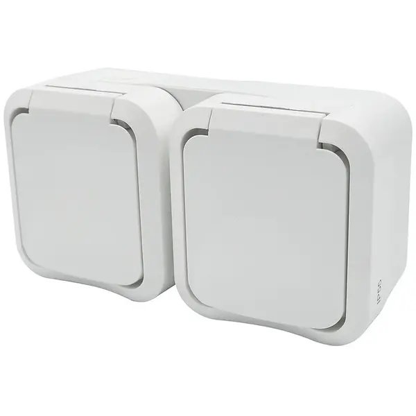 Zásuvka dvojitá na omítku Aqua Pro IP55 vodotěsná bílá kryt bílý