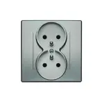 GP-2LZ Dvojitá zásuvka s uzemnením strieborná metalíza